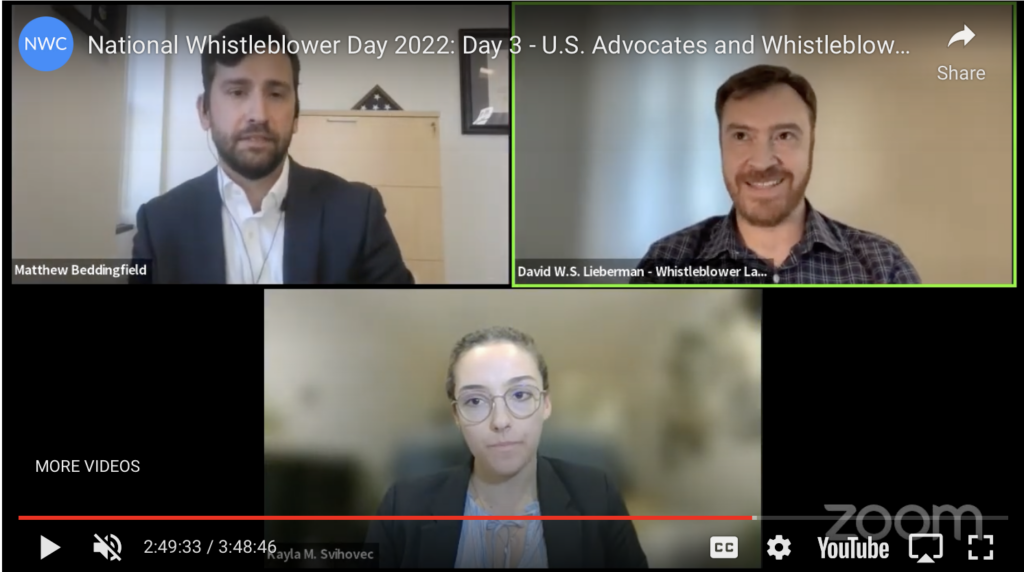 David Lieberman Speaks on National Whistleblower Day